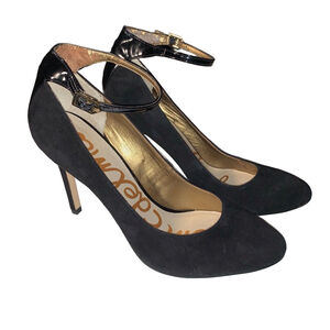 Women's Sam Edelman Black Suede Ankle Strap Heels Size 10m
